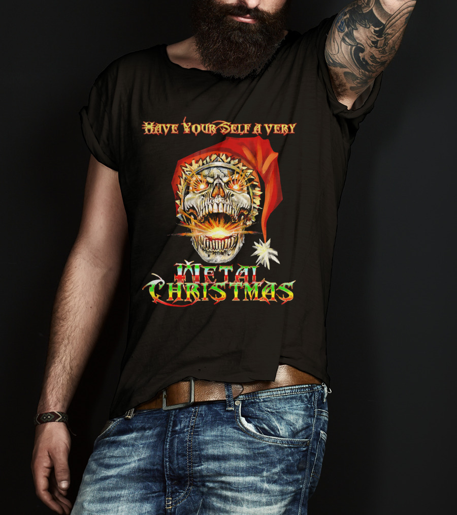 Have Yourself A Very Metal Christmas Skull Santa T-Shirt