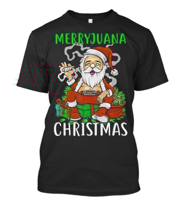 Merryjuana Christmas Santa Claus Smoking Weed T-Shirt