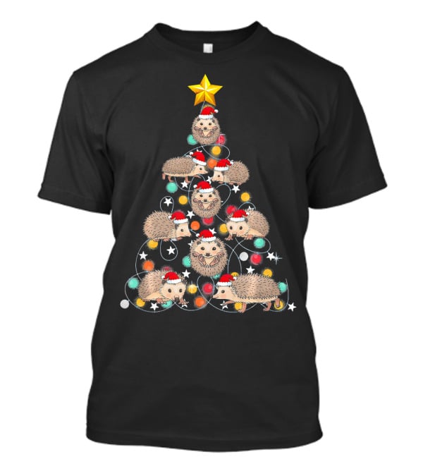 Santa Hedgehog Christmas Tree Funny Hedgehog Santa Hats T-Shirt
