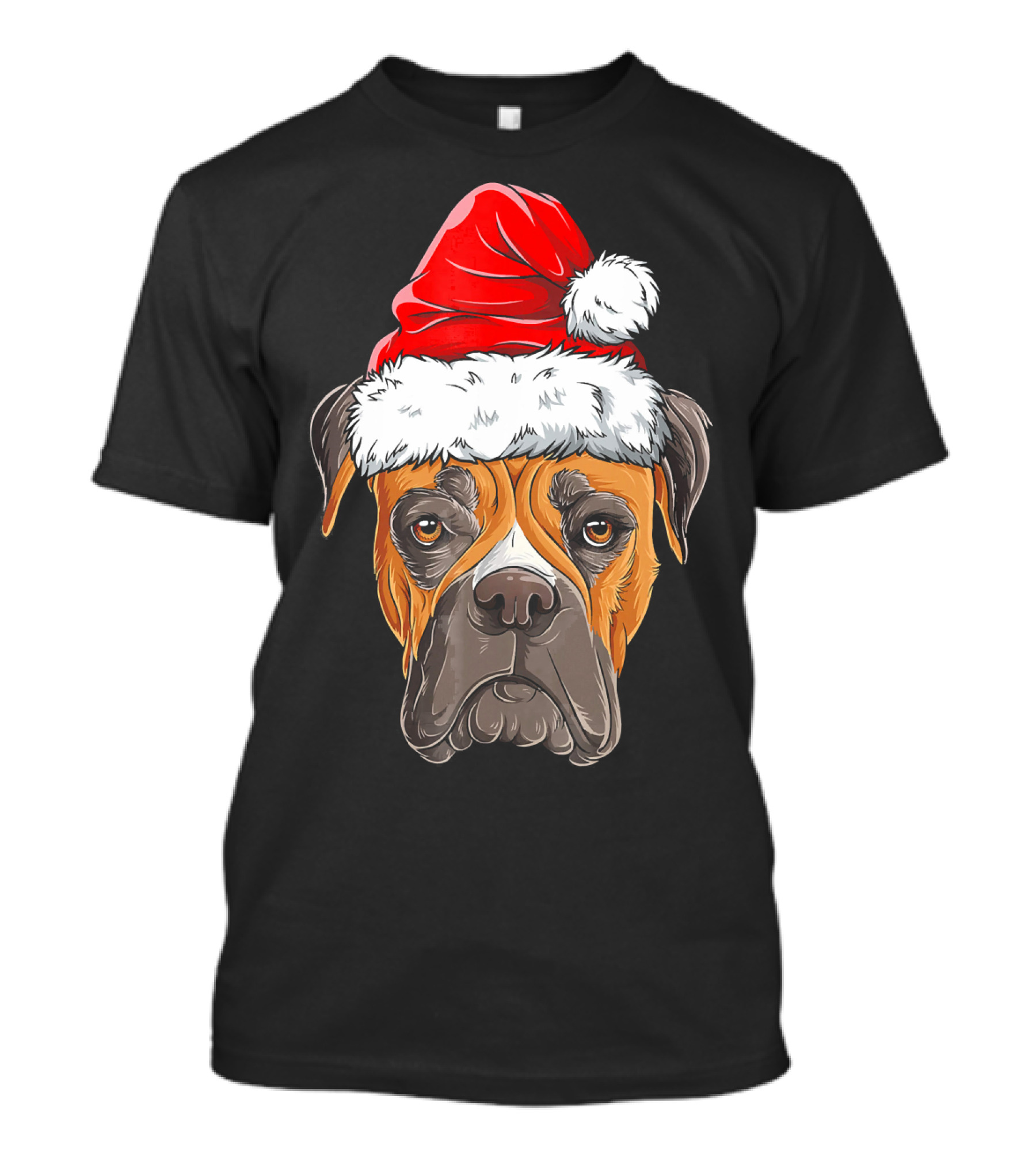 Boxer Dog With Santa Hat Christmas Holiday T-Shirt