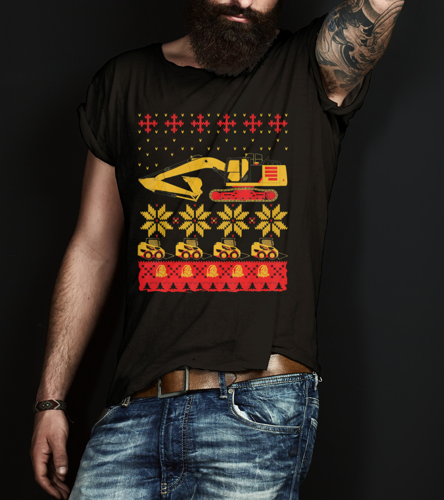 Construction Excavator Christmas T-Shirt
