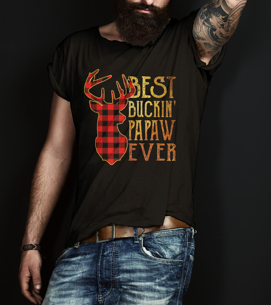 Best Buckin' Papaw Ever Reindeer Plaid T-Shirt