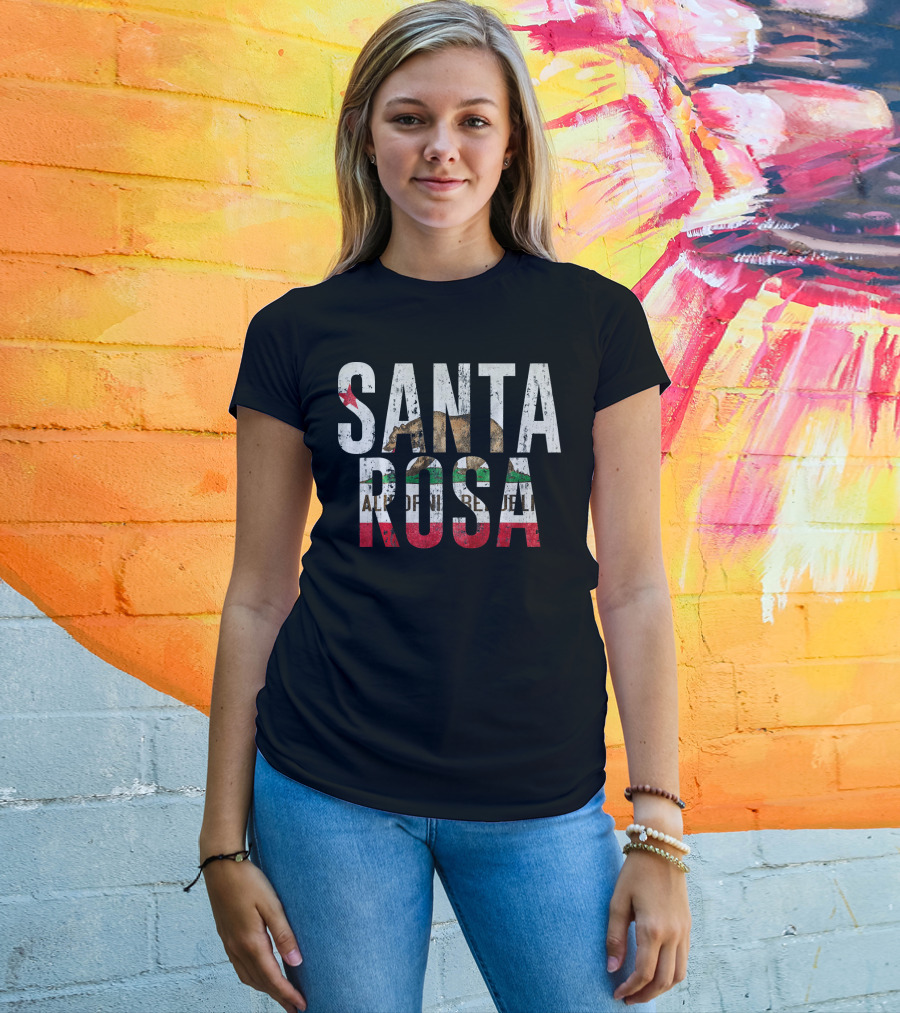 Santa Rosa California CA City Flag Bear T-Shirt