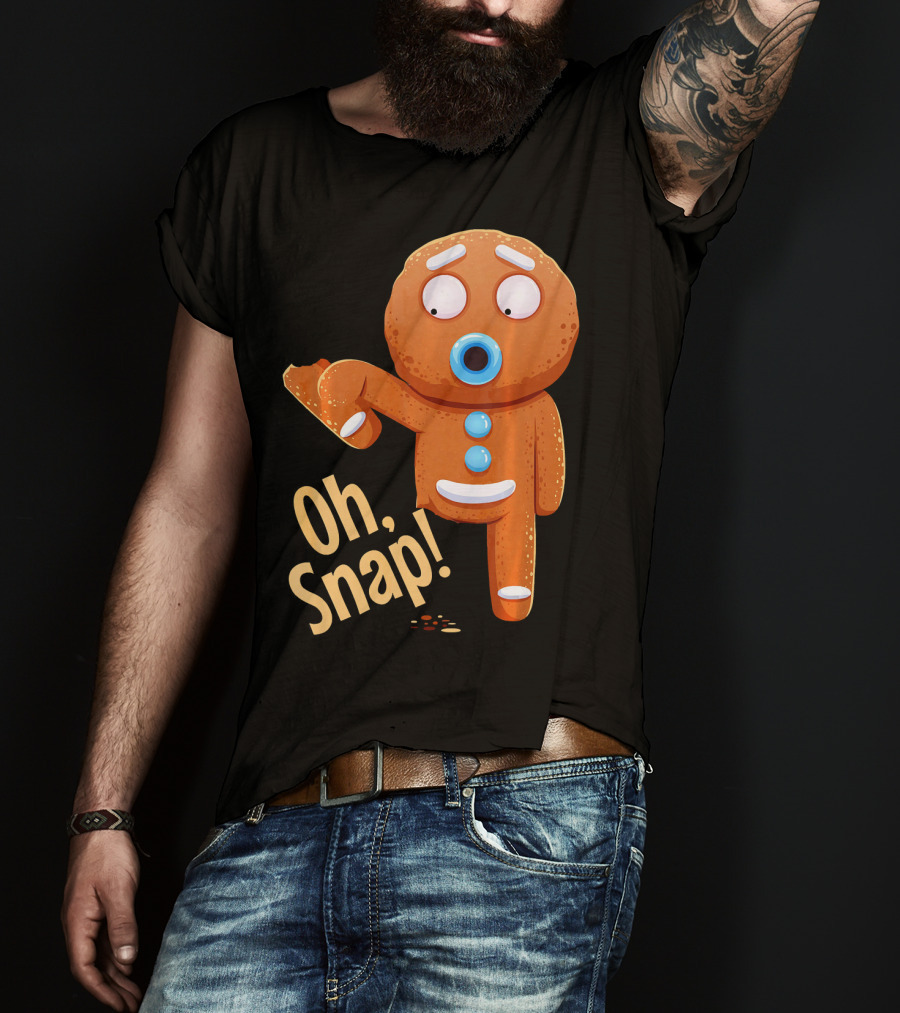 Oh Snap Gingerbread Cookie Cartoon With Missing Leg And Shocked Expression T-Shirt