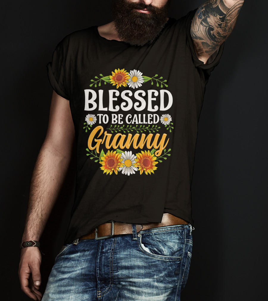 Blessed To Be Called Granny Sunflowers And Daisies Floral T-Shirt