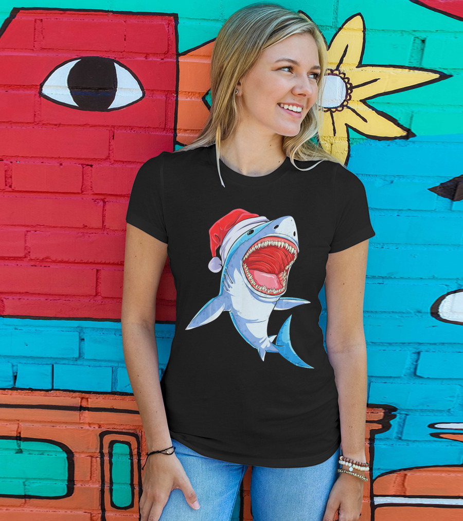 Christmas Kids Santa Shark T-Shirt