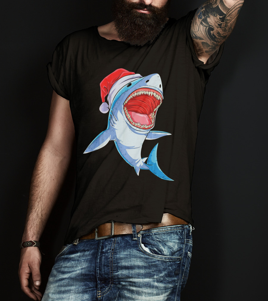 Christmas Kids Santa Shark T-Shirt