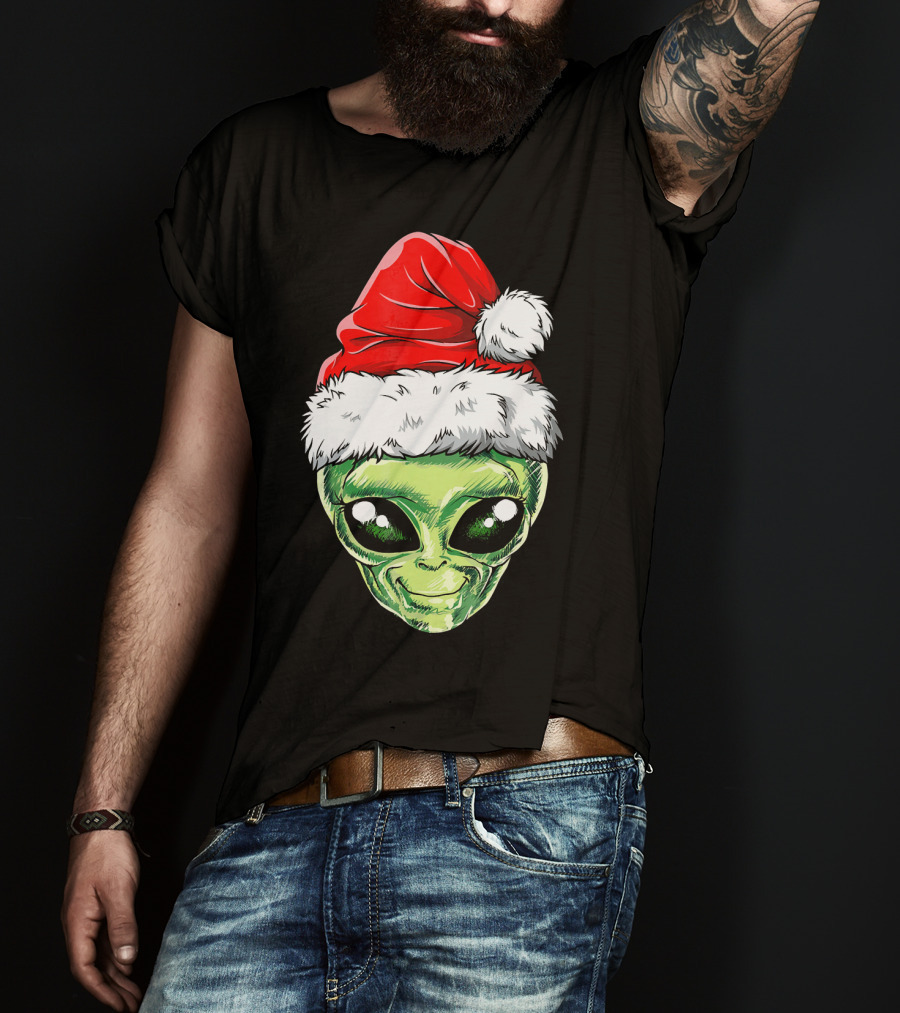 Alien Santa Christmas Hat T-Shirt