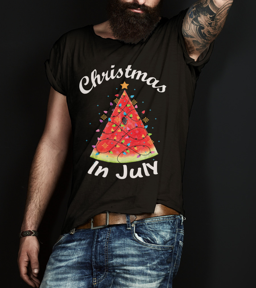 Christmas In July Watermelon Tree Lights T-Shirt