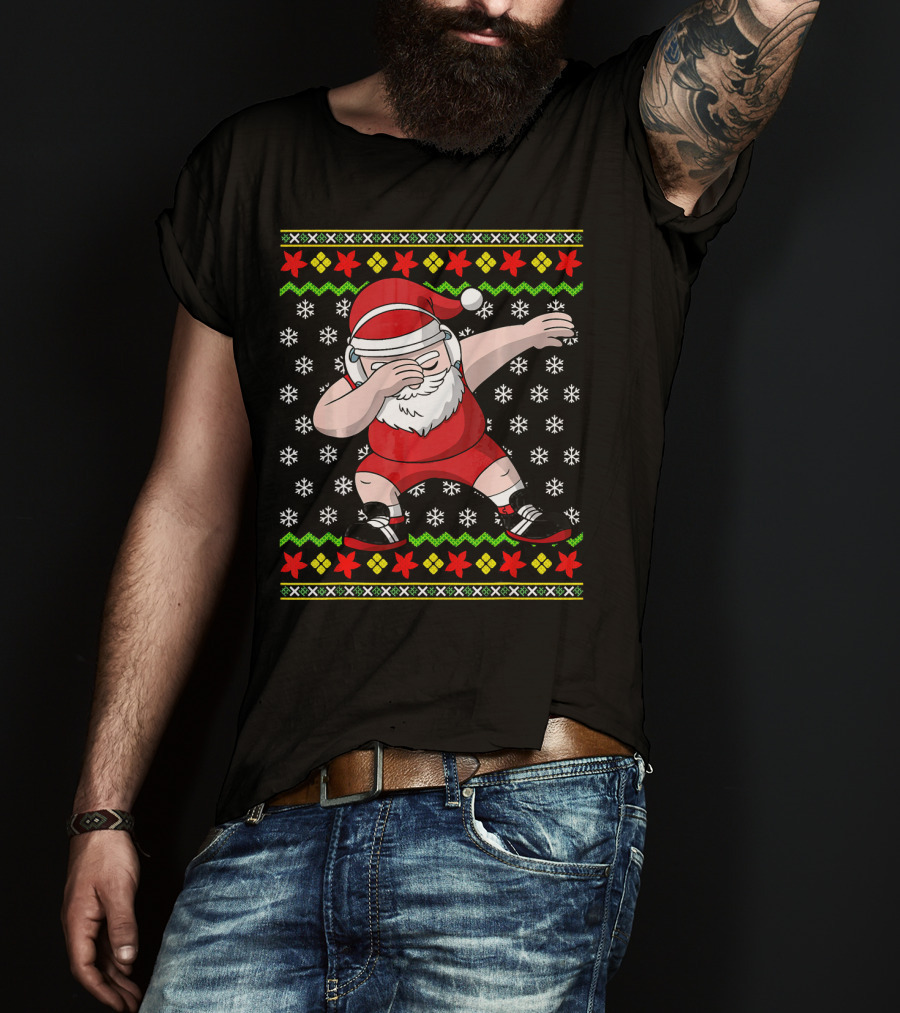 Wrestling Ugly Christmas Santa Dabbing Wrestler T-Shirt