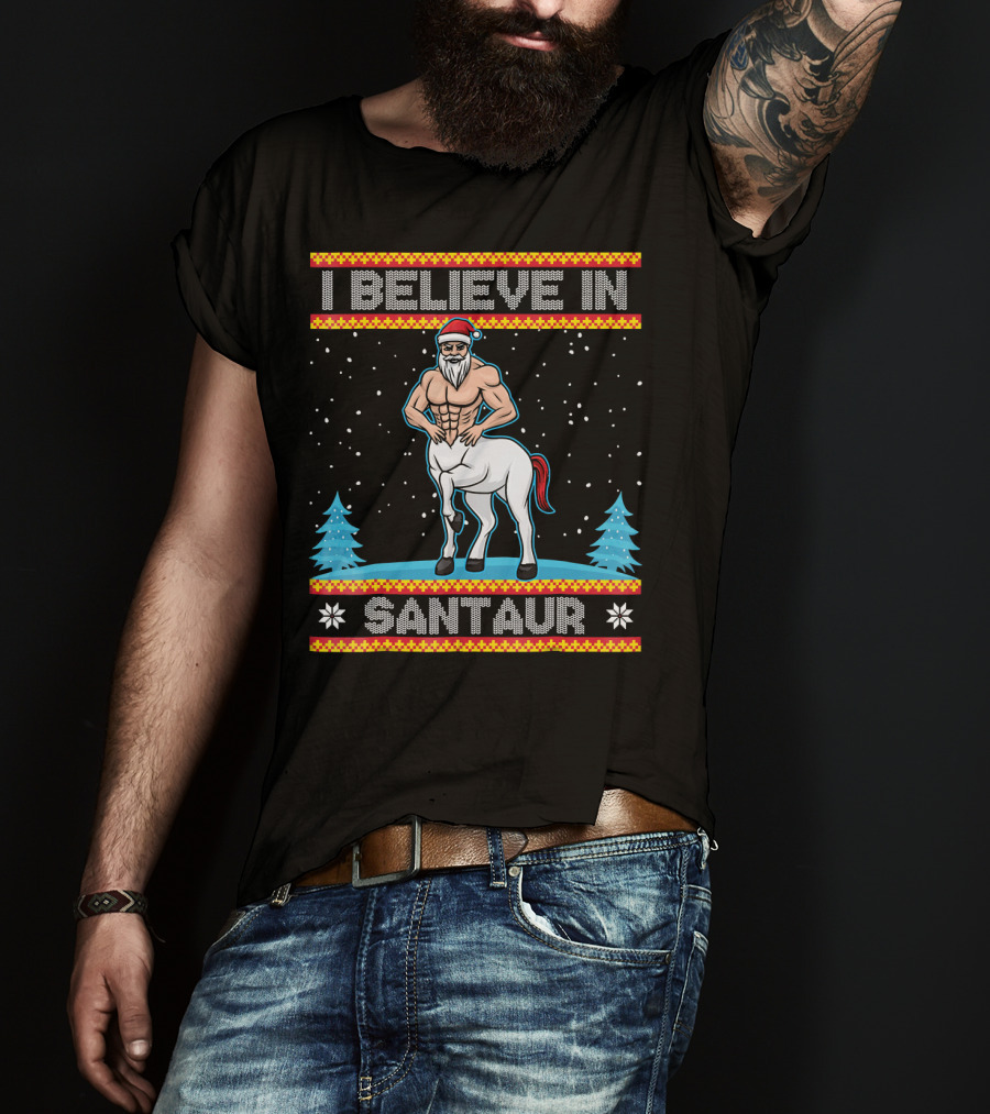 I Believe In Santaur Santa Centaur Christmas T-Shirt