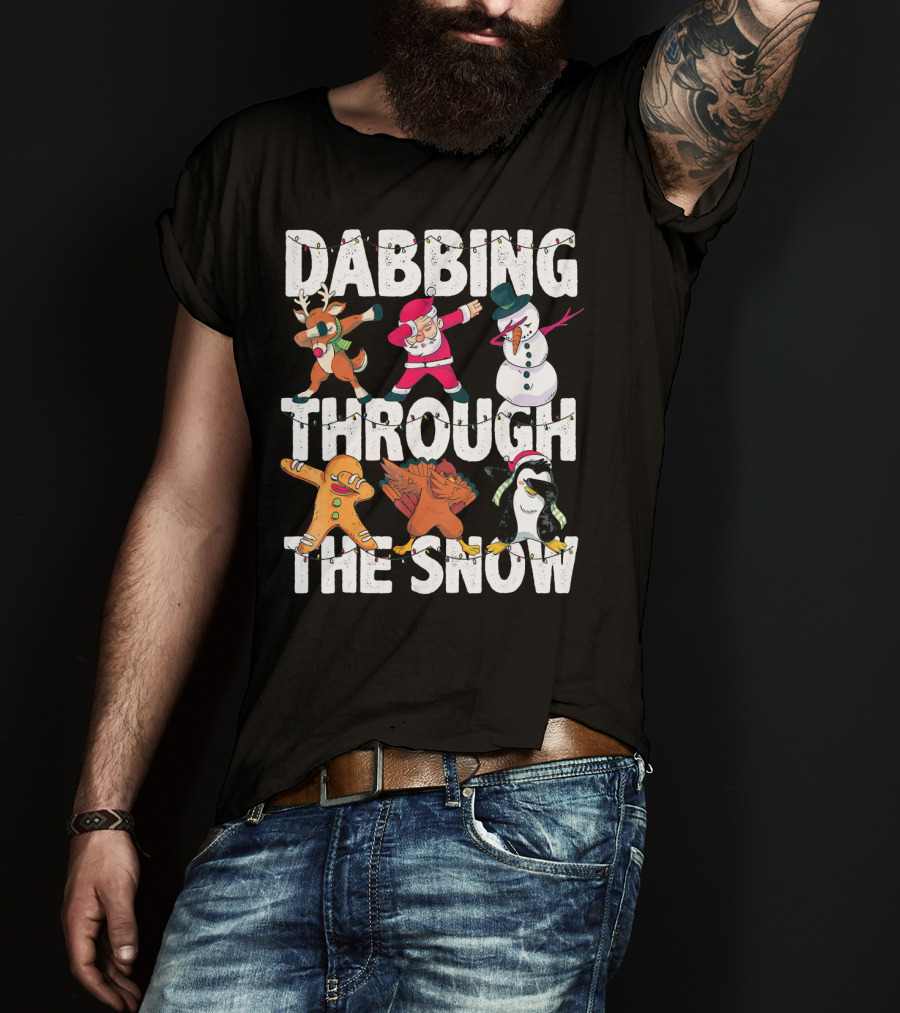 Dabbing Through The Snow Christmas Santa Friends Dabbing T-Shirt