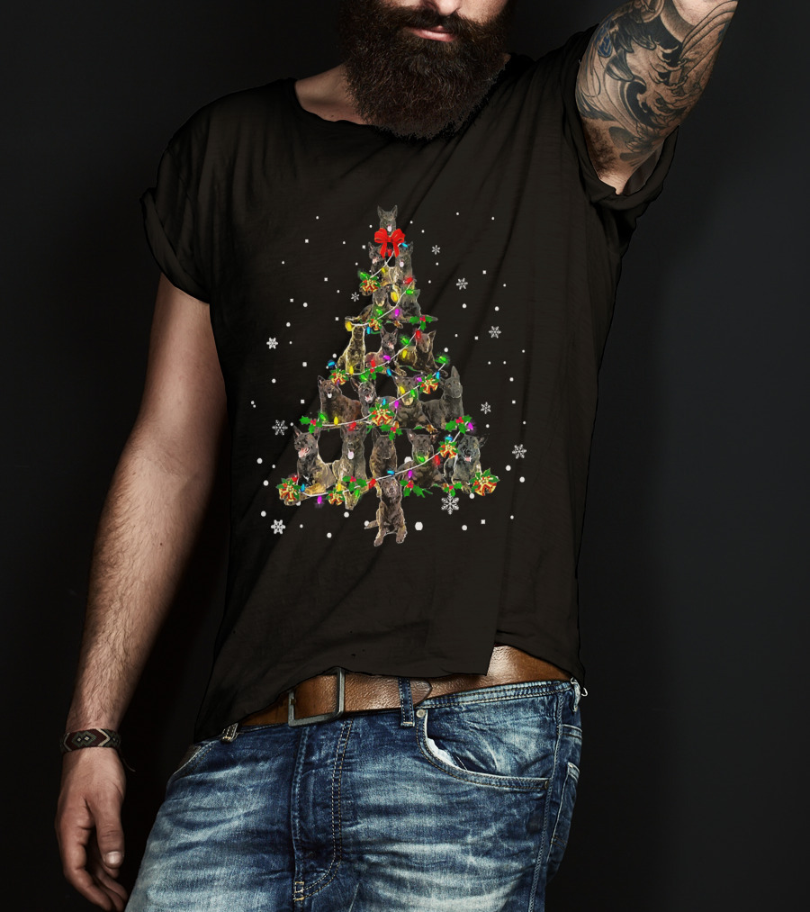 Cute Dutch Shepherd Dog Christmas Tree Festive Holiday Snowflakes T-Shirt