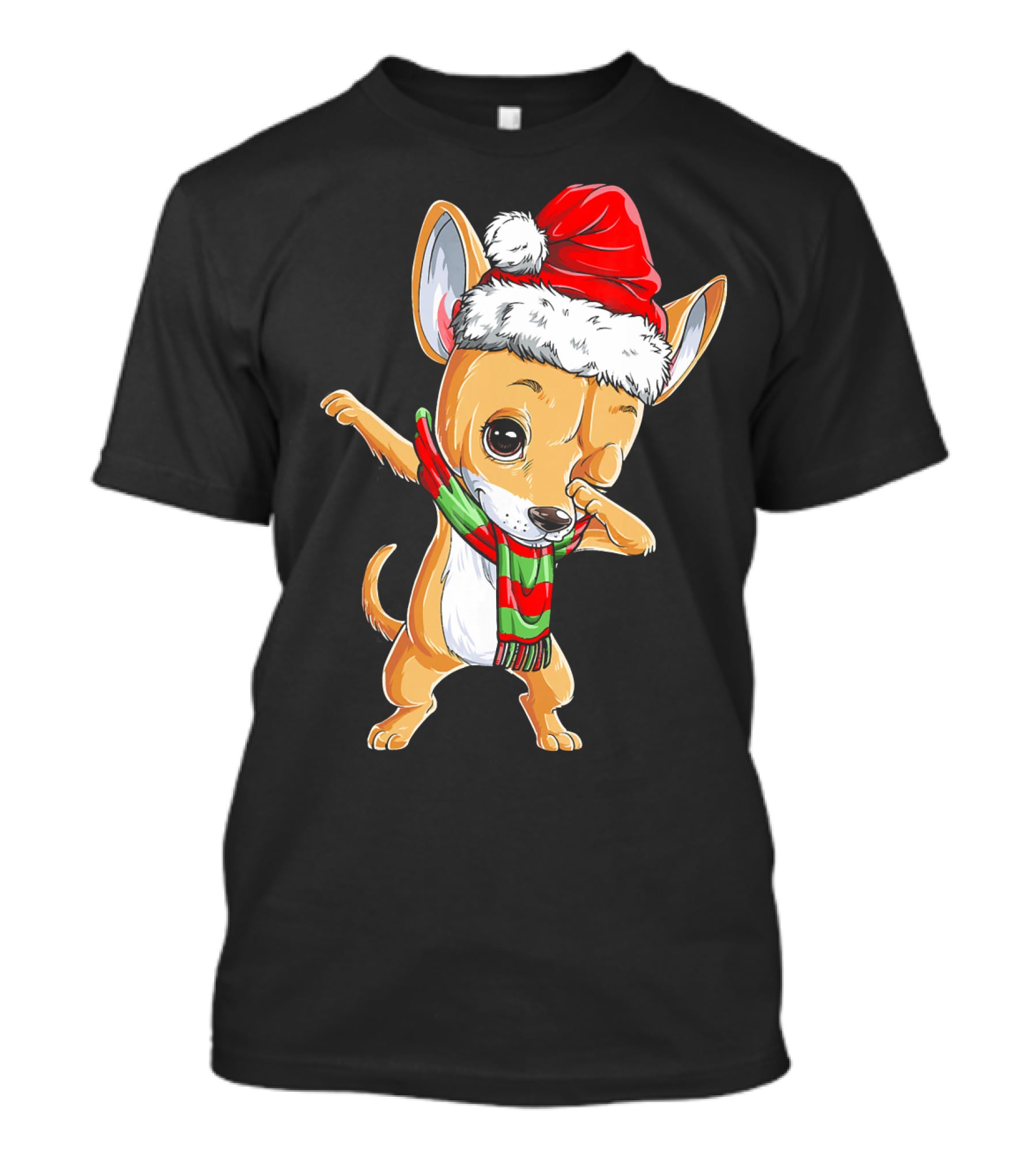 Chihuahua Santa Dabbing Christmas Scarf T-Shirt