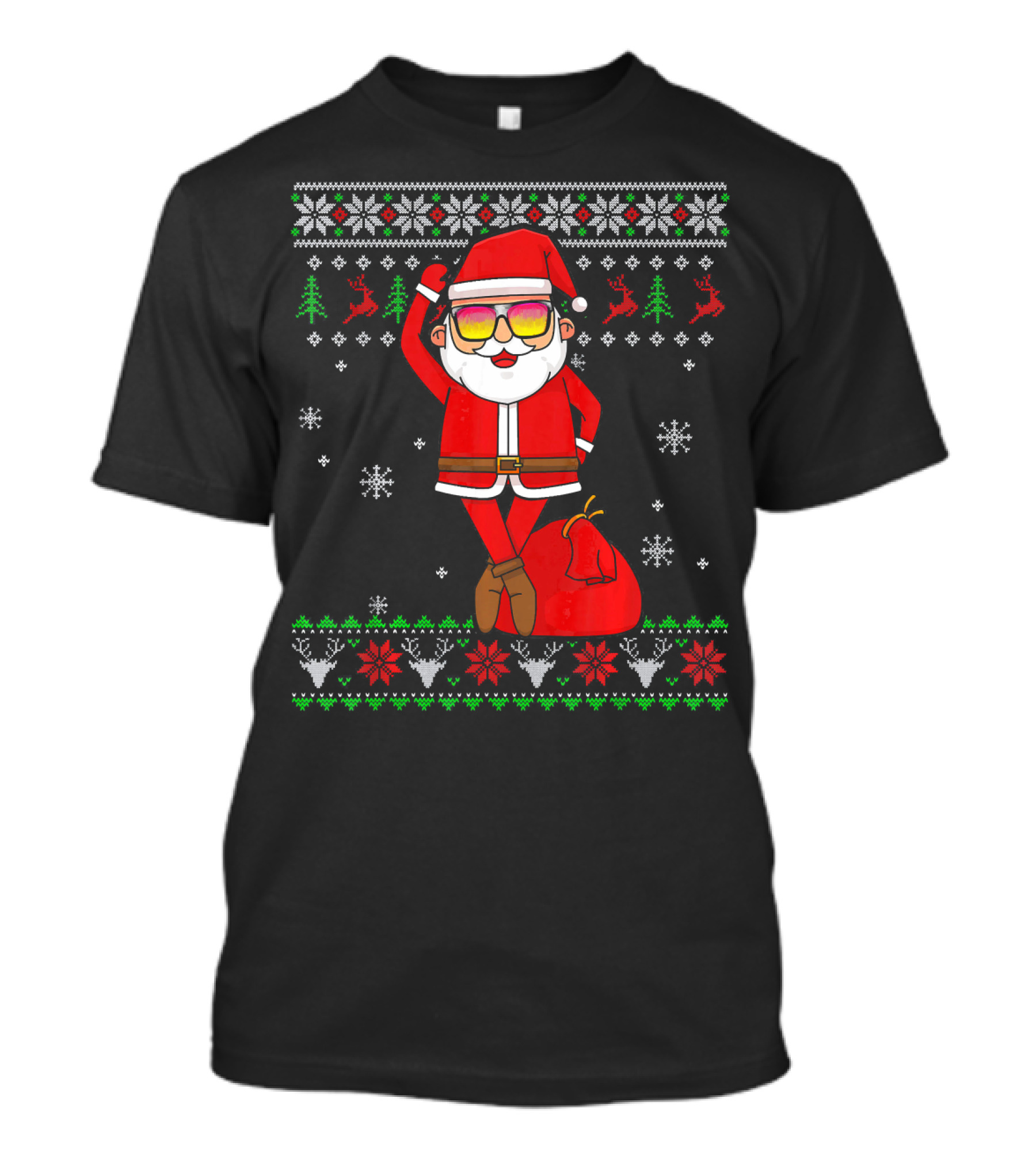 Ballet Lover Santa Claus Ballerina Christmas Snowflakes Reindeer Ugly T-Shirt