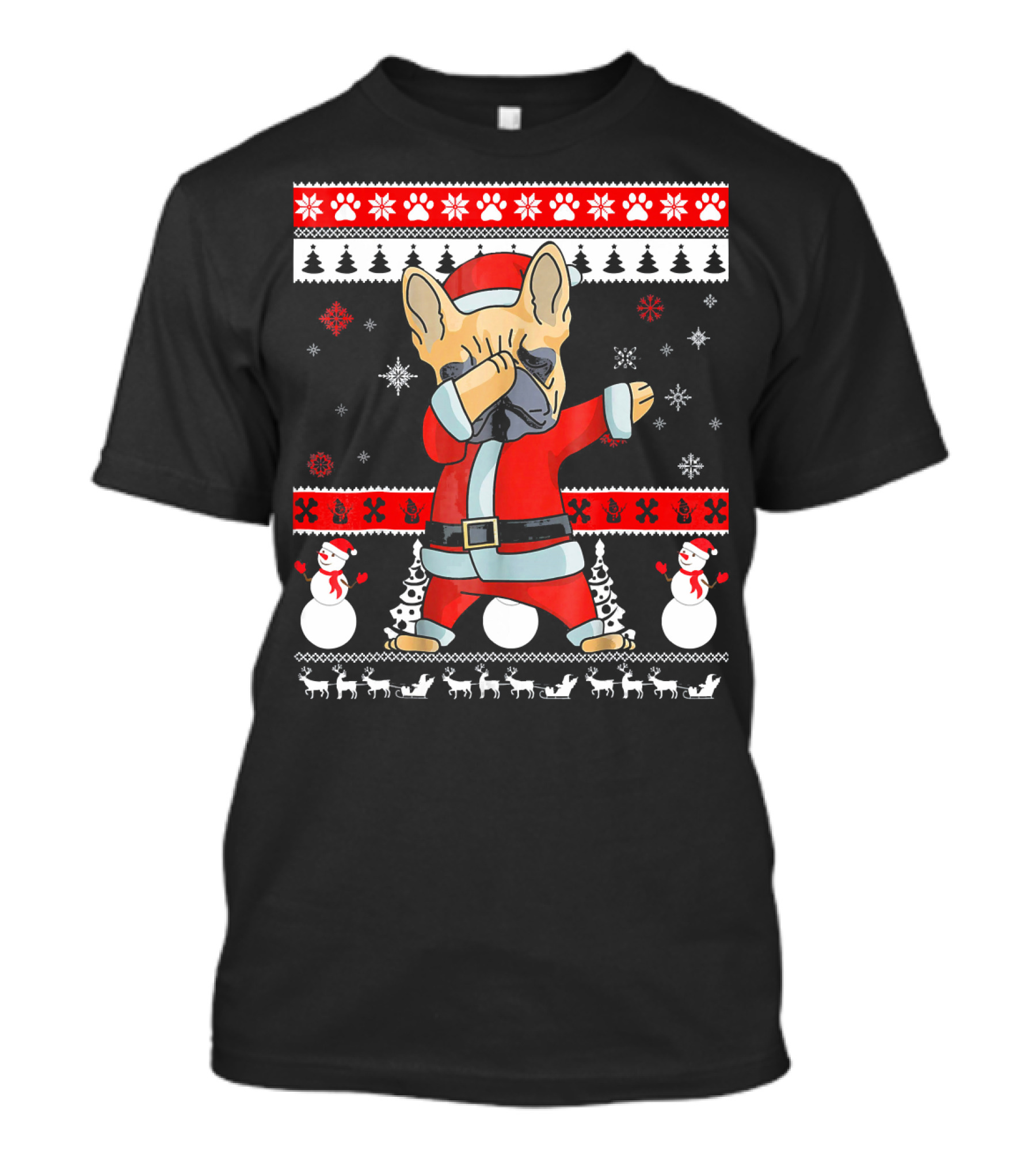 French Bulldog Christmas Frenchie Santa Dabbing Ugly T-Shirt