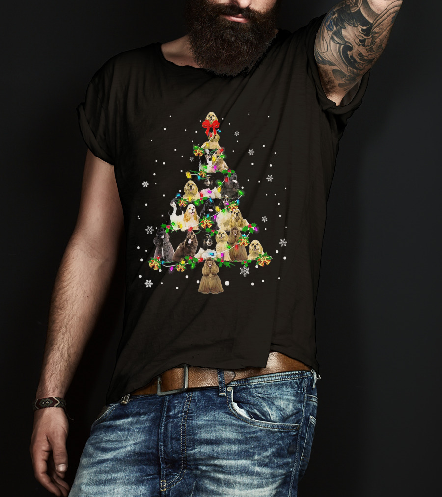 American Cocker Spaniel Christmas Tree Snowflakes T-Shirt