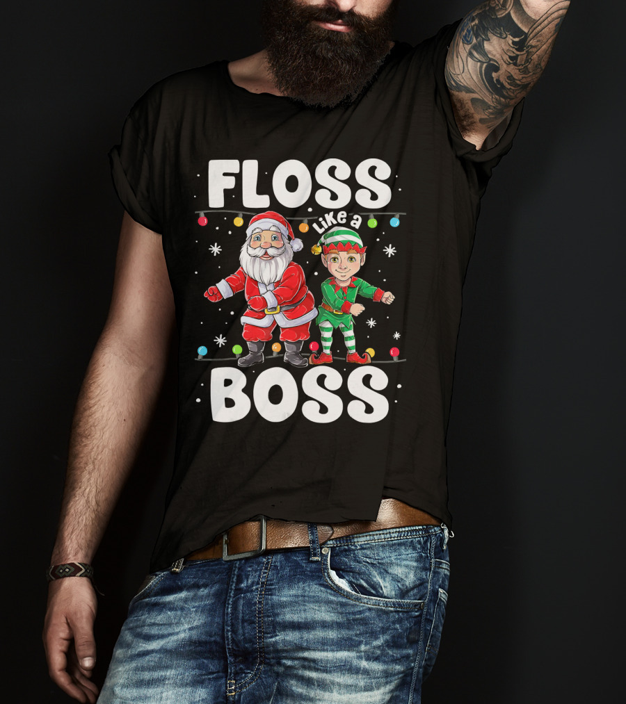 Floss Like A Boss Santa And Elf Christmas Dance T-Shirt