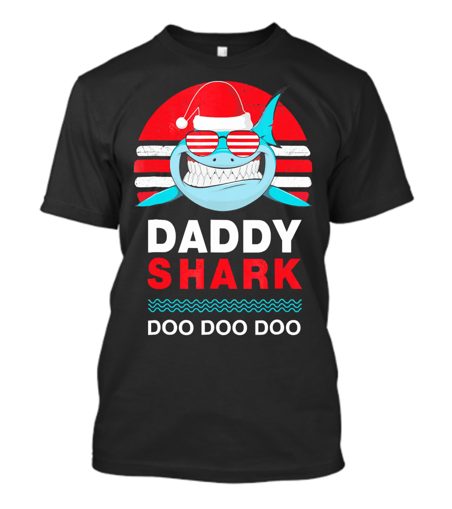 Daddy Shark Doo Doo Doo Christmas Santa Hat Family T-Shirt