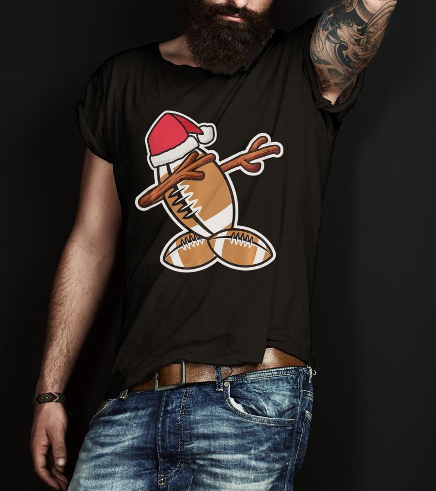 Dabbing Christmas Football Snowman T-Shirt