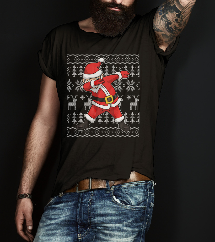 Dabbing Santa Claus On Ugly Christmas T-Shirt