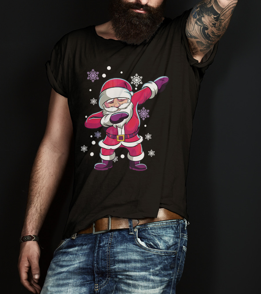 Dabbing Santa Claus With Snowflakes T-Shirt