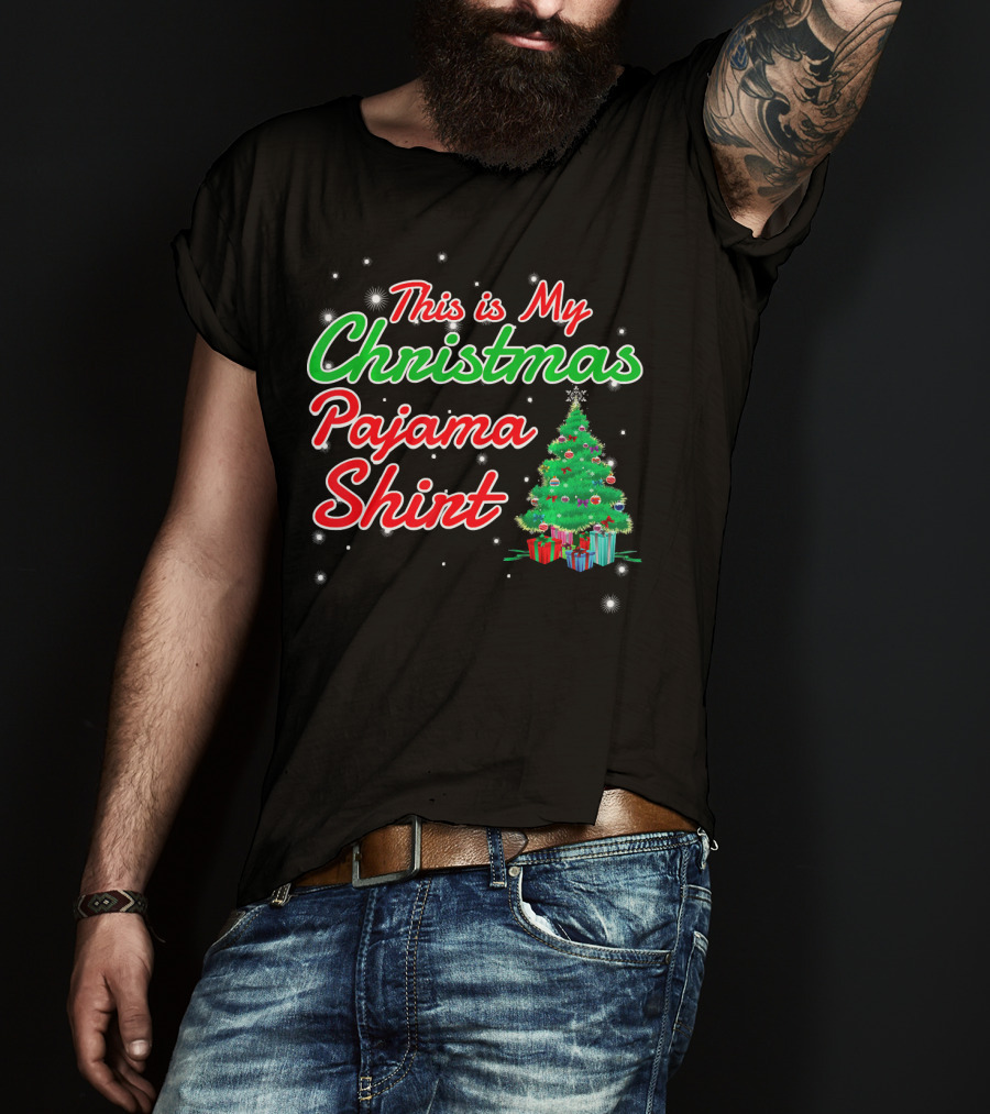 This Is My Christmas Pajama Shirt Holiday Tree Matching Family T-Shirt