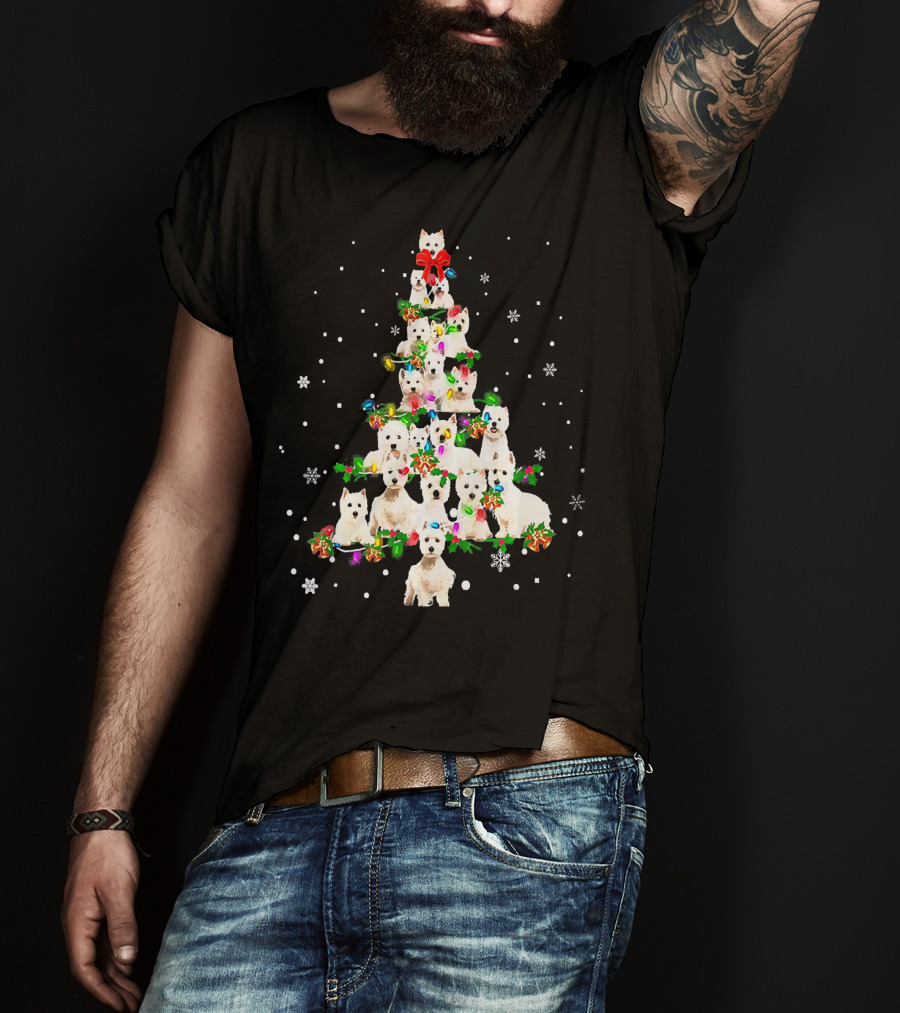 Cute West Highland White Terrier Dogs Christmas Tree T-Shirt