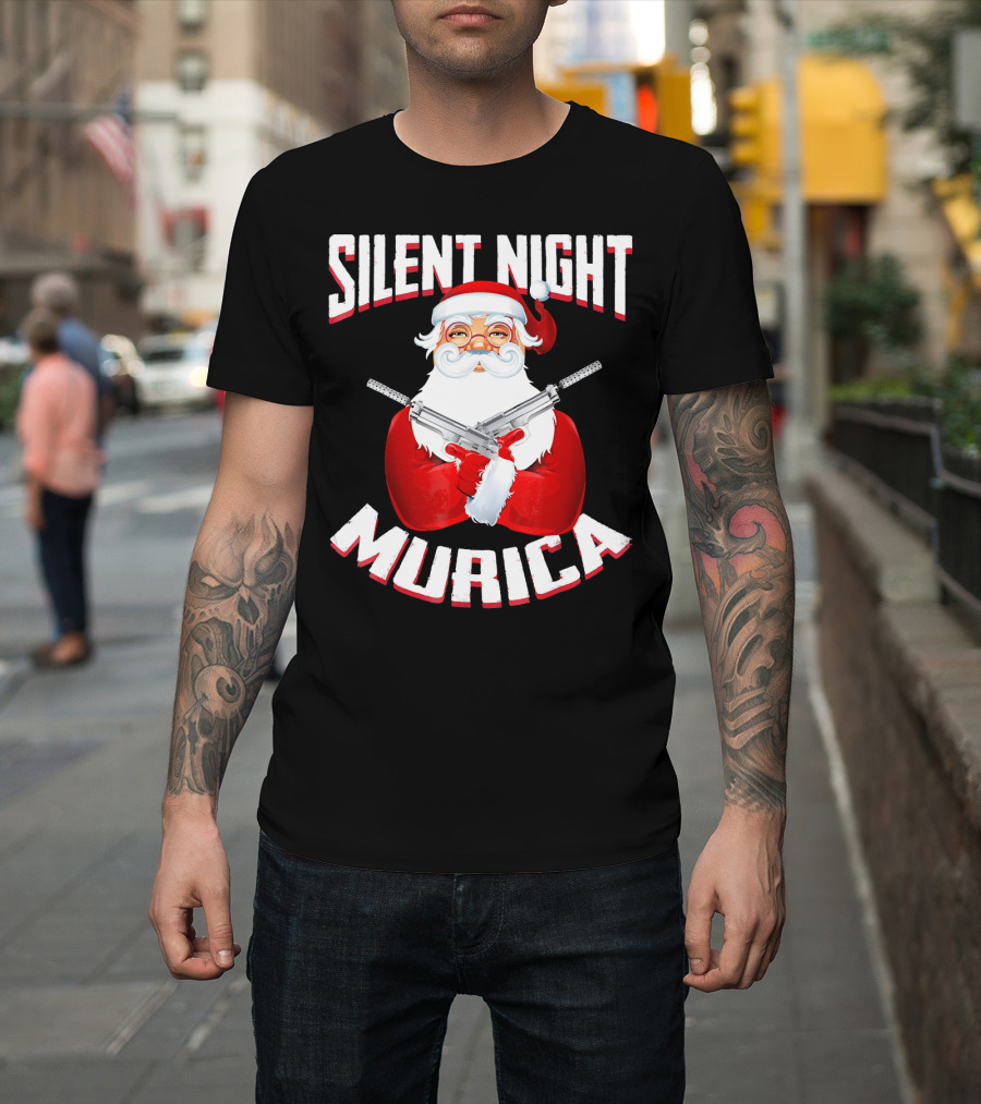 Silent Night Murica Santa with Guns T-Shirt