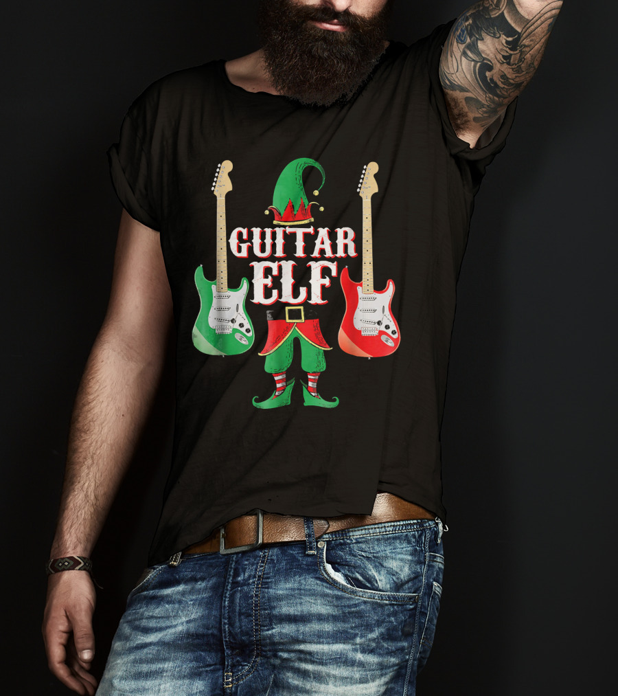 Guitar Elf With Red And Green Electric Guitars T-Shirt