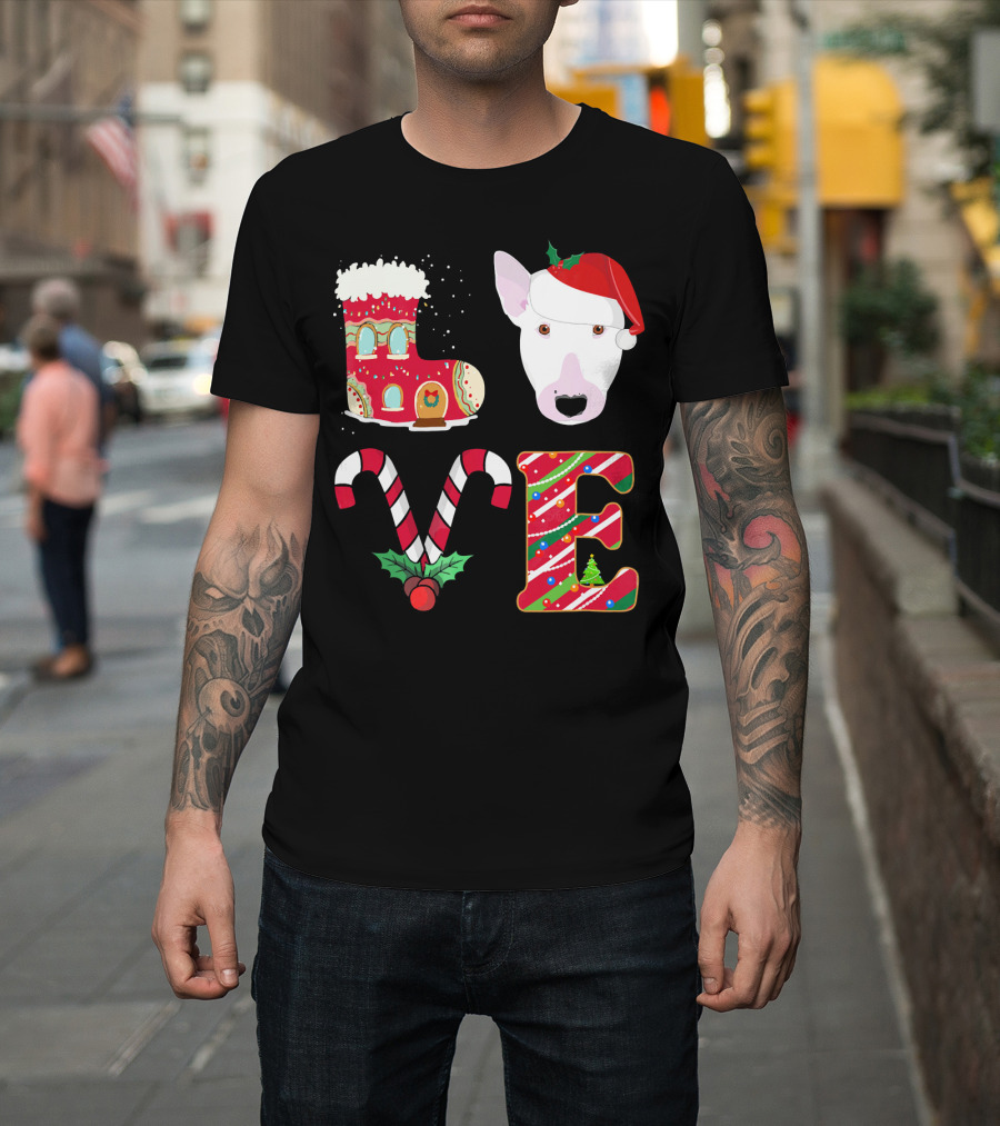 I Love My Bull Terrier Holiday Christmas T-Shirt