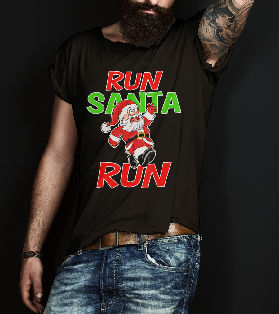 Run Santa Run Christmas Running Santa T-Shirt