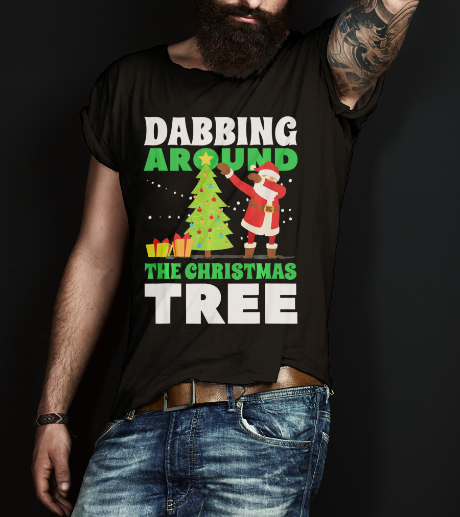 Dabbing Around The Christmas Tree Kris Kringle Merry Christmas San T-Shirt