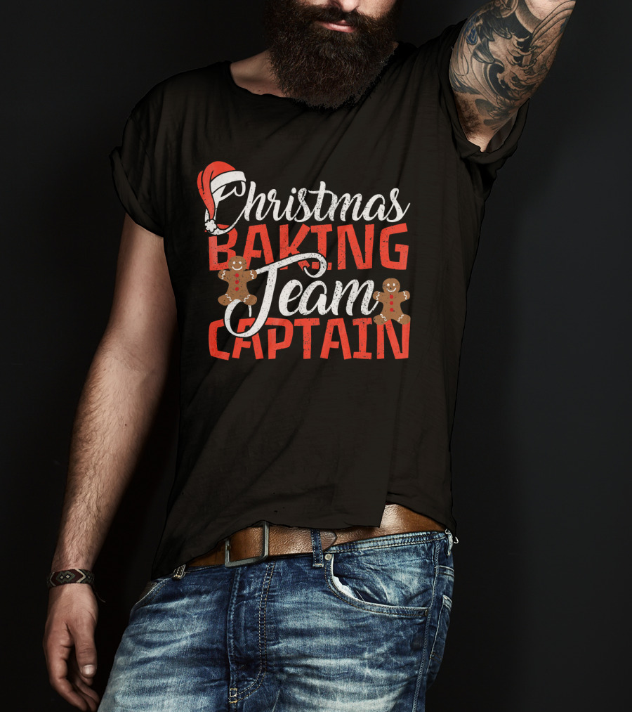Christmas Baking Team Captain Gingerbread Santa Holiday T-Shirt