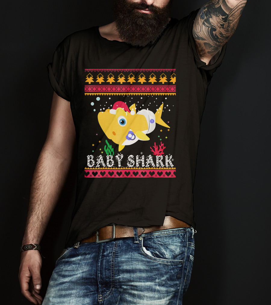 Baby Shark Santa Hat Christmas T-Shirt