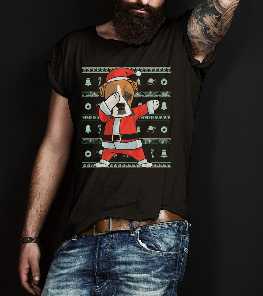 Santa Dabbing Boxer Dog Christmas T-Shirt