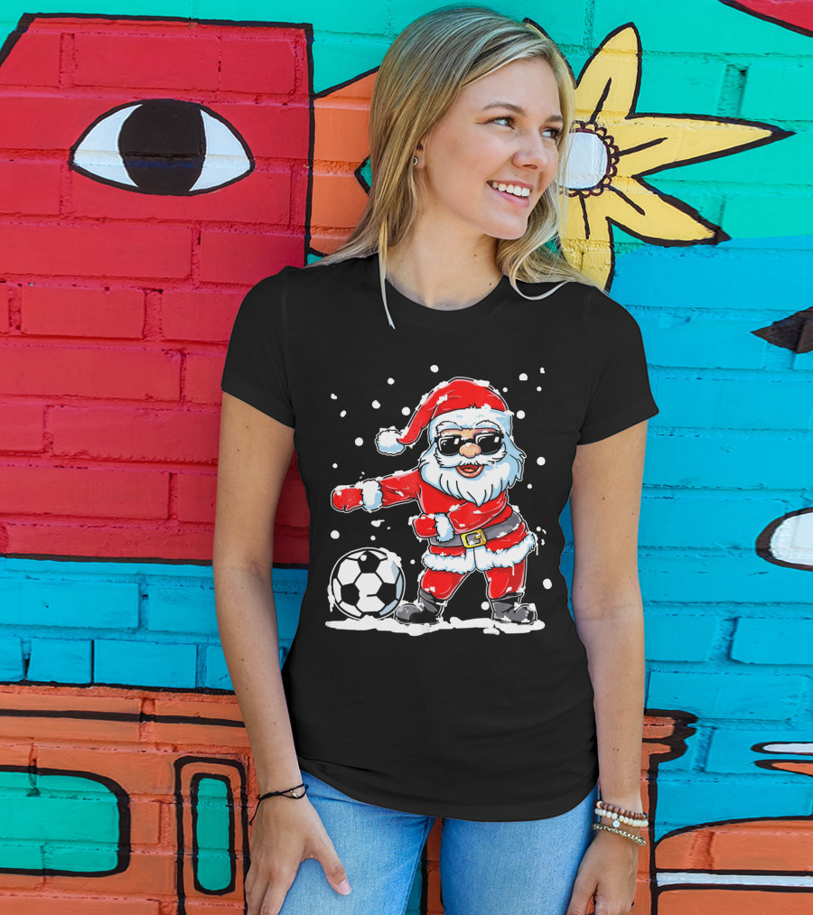 Christmas Flossing Santa Soccer T-Shirt