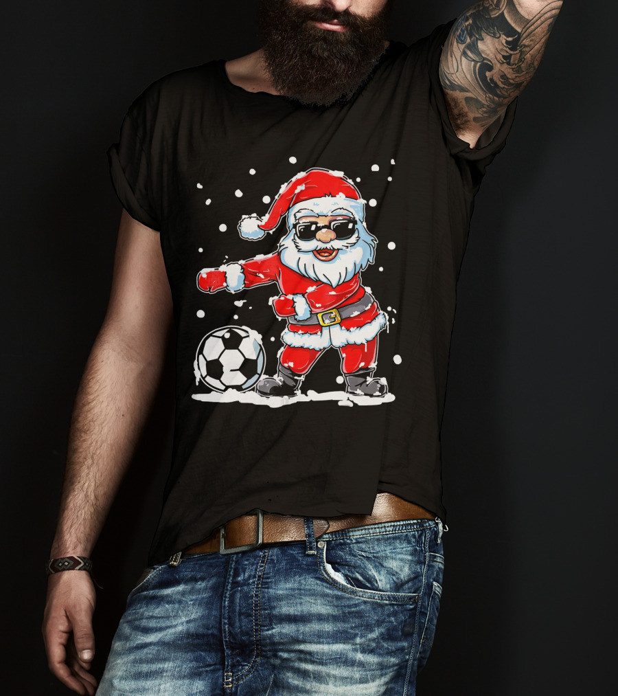 Christmas Flossing Santa Soccer T-Shirt