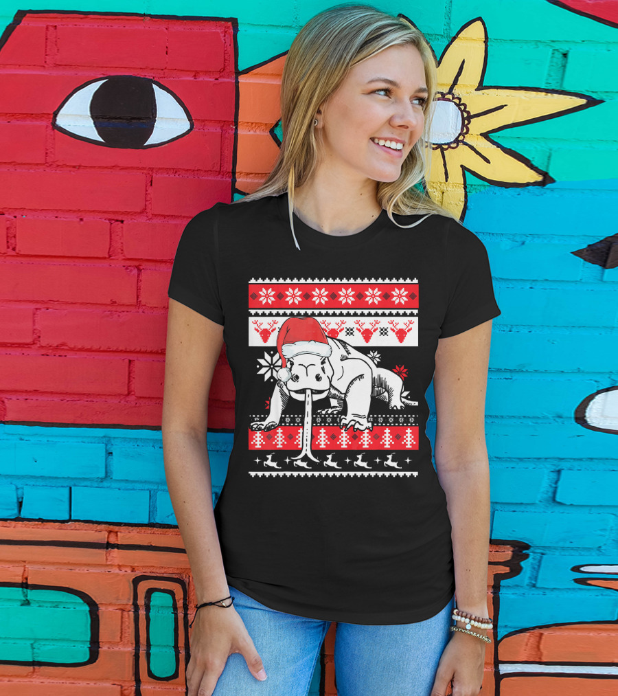 Ugly Christmas Komodo Dragon Reptile Santa Holiday T-Shirt
