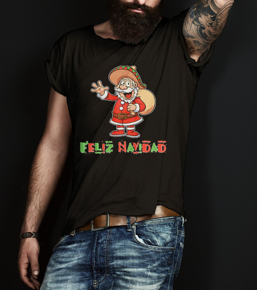 Feliz Navidad Mexican Santa Mexi Sombrero T-Shirt