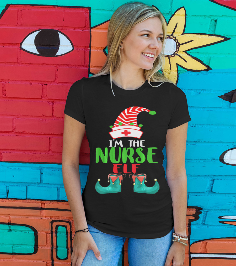I'm The Nurse Elf Cute Christmas Elf Costume Xmas Idea T-Shirt