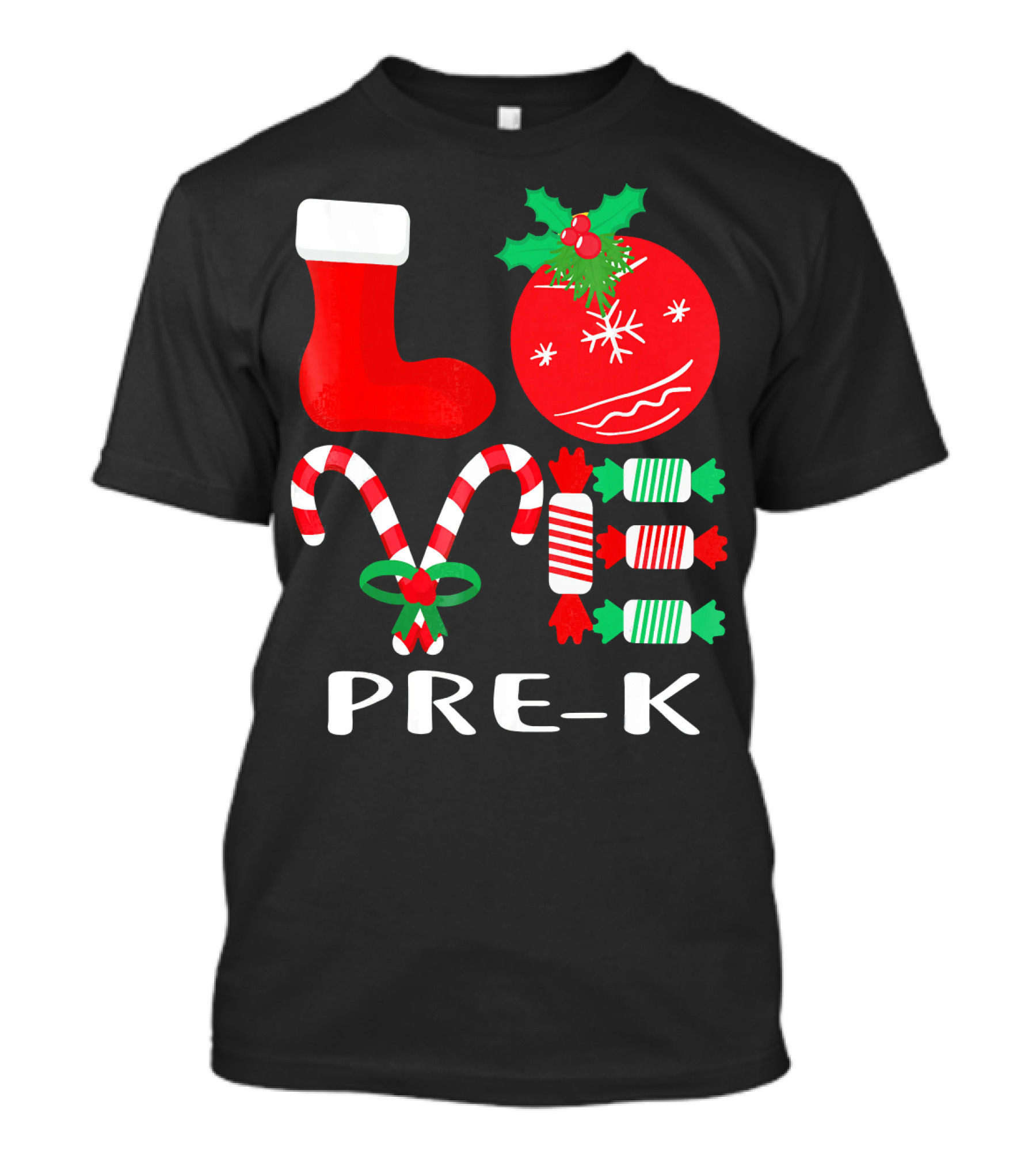 Candy Cane Christmas Stocking Ornament Pre-K T-Shirt