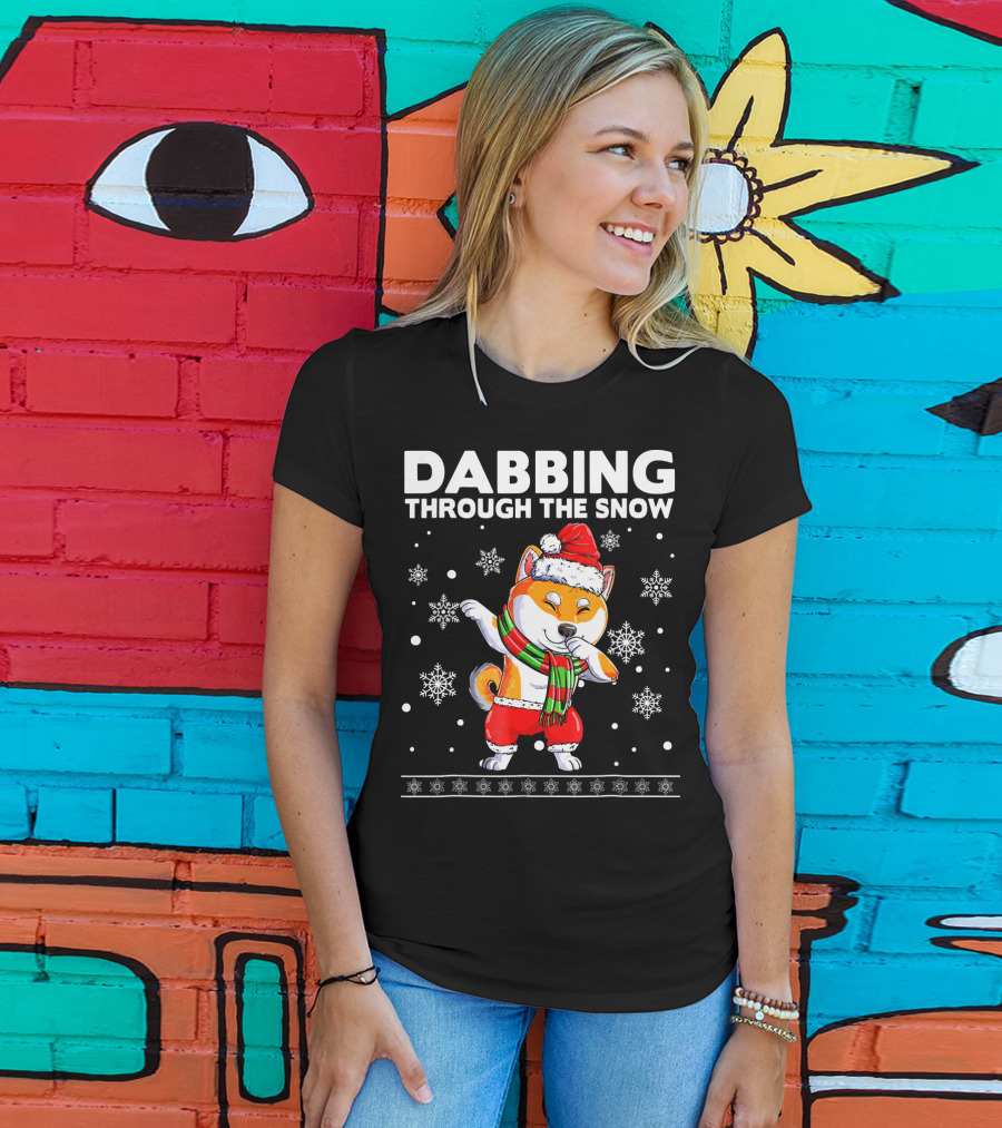 Dabbing Through The Snow Shiba Inu Santa T-Shirt