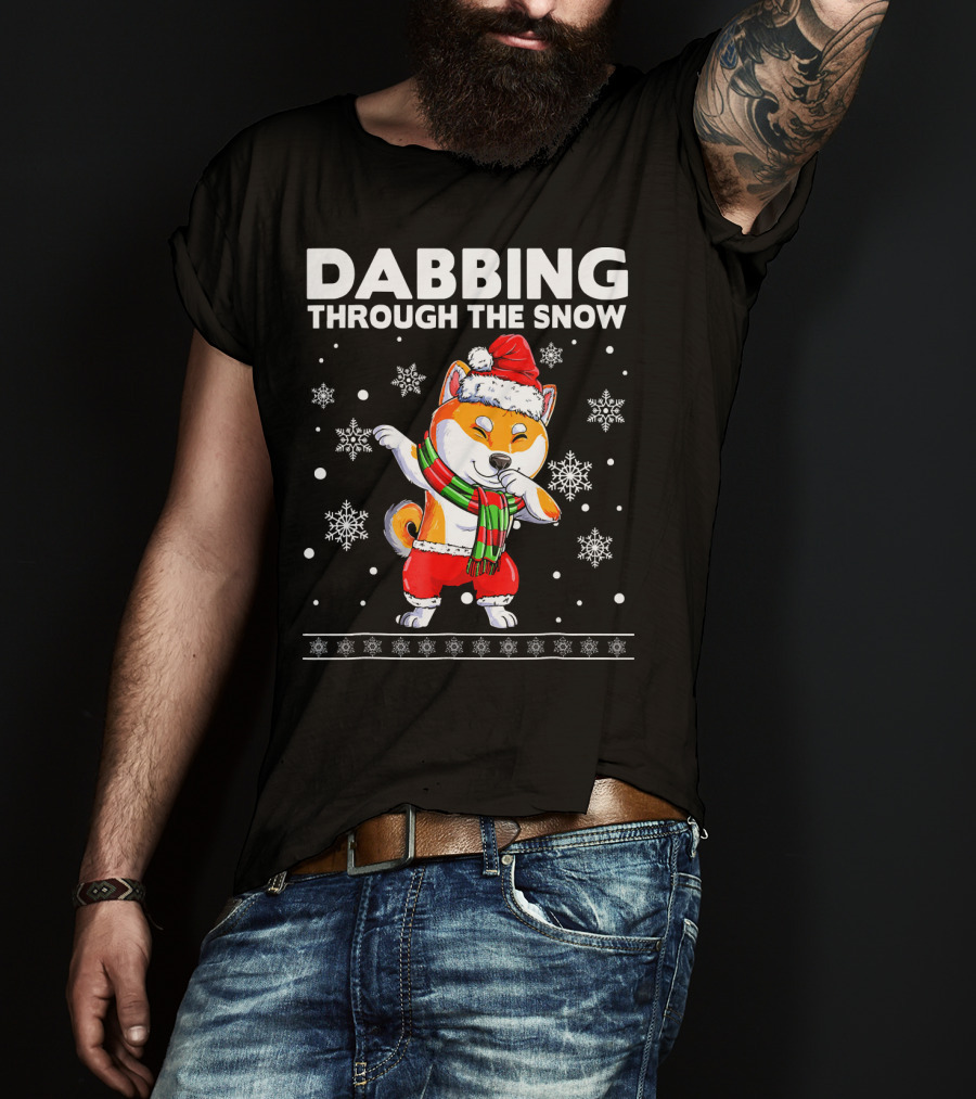 Dabbing Through The Snow Shiba Inu Santa T-Shirt
