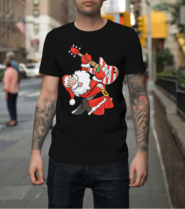 Shirt: Santa Guitar Player Christmas Music Vintage Rock Holiday T-Shirt Santa Guitar Player Christmas Music Vintage Rock Holiday T-Shirt