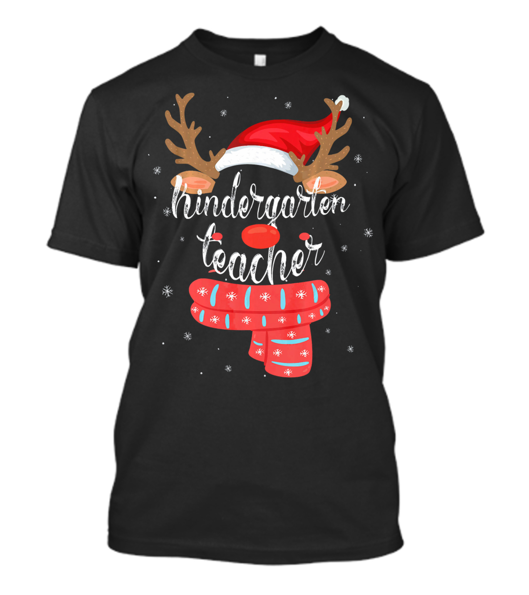 Kindergarten Teacher Reindeer Christmas Squad Matching T-Shirt