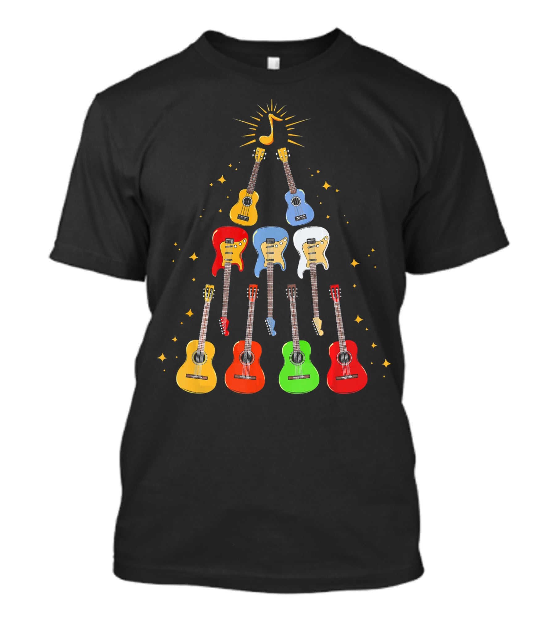 Guitar Christmas Tree Musical Funny Singer Instrument Holiday Display T-Shirt