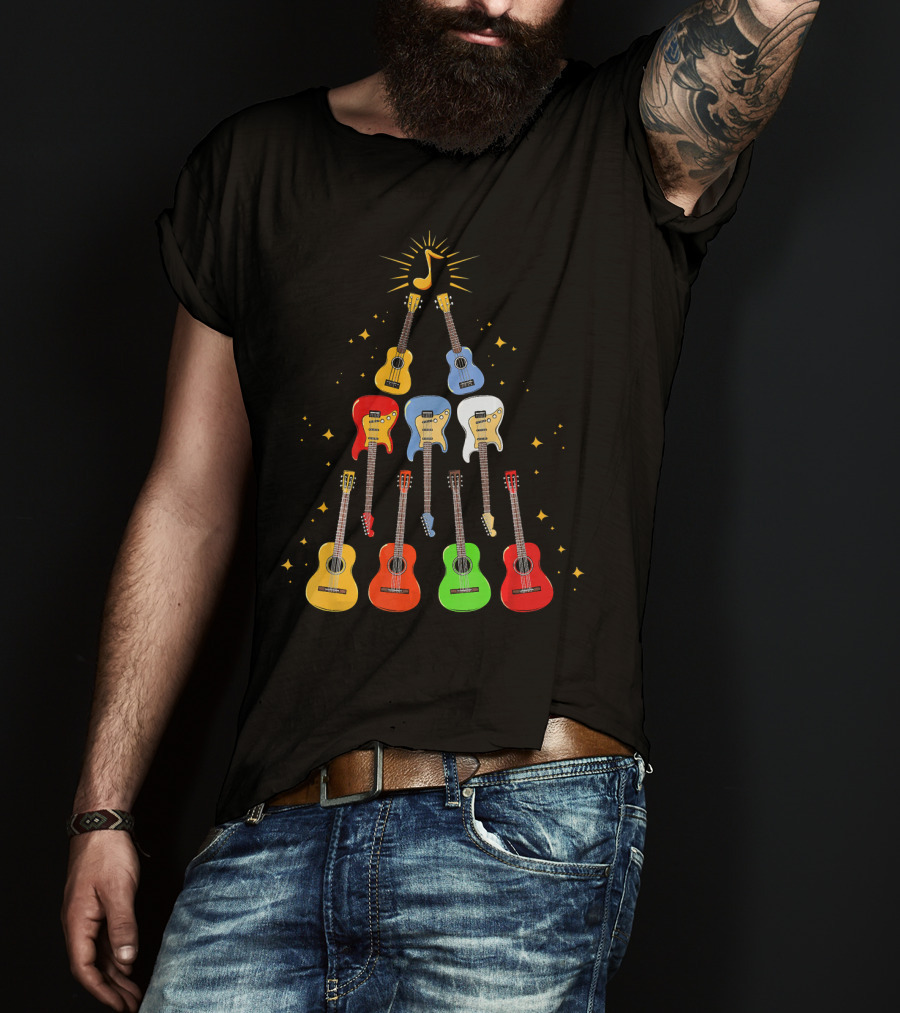 Guitar Christmas Tree Musical Funny Singer Instrument Holiday Display T-Shirt