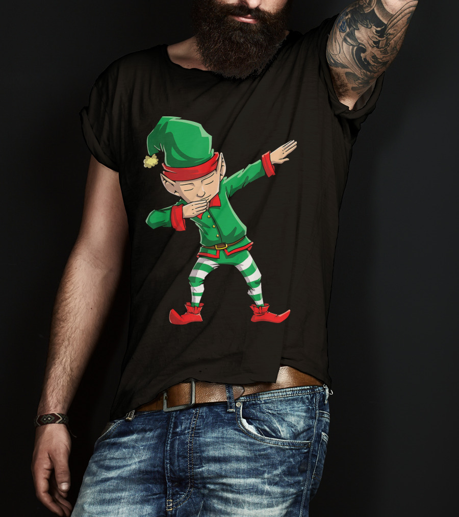 Christmas Dabbing Elf Squad Festive Dance Gesture T-Shirt