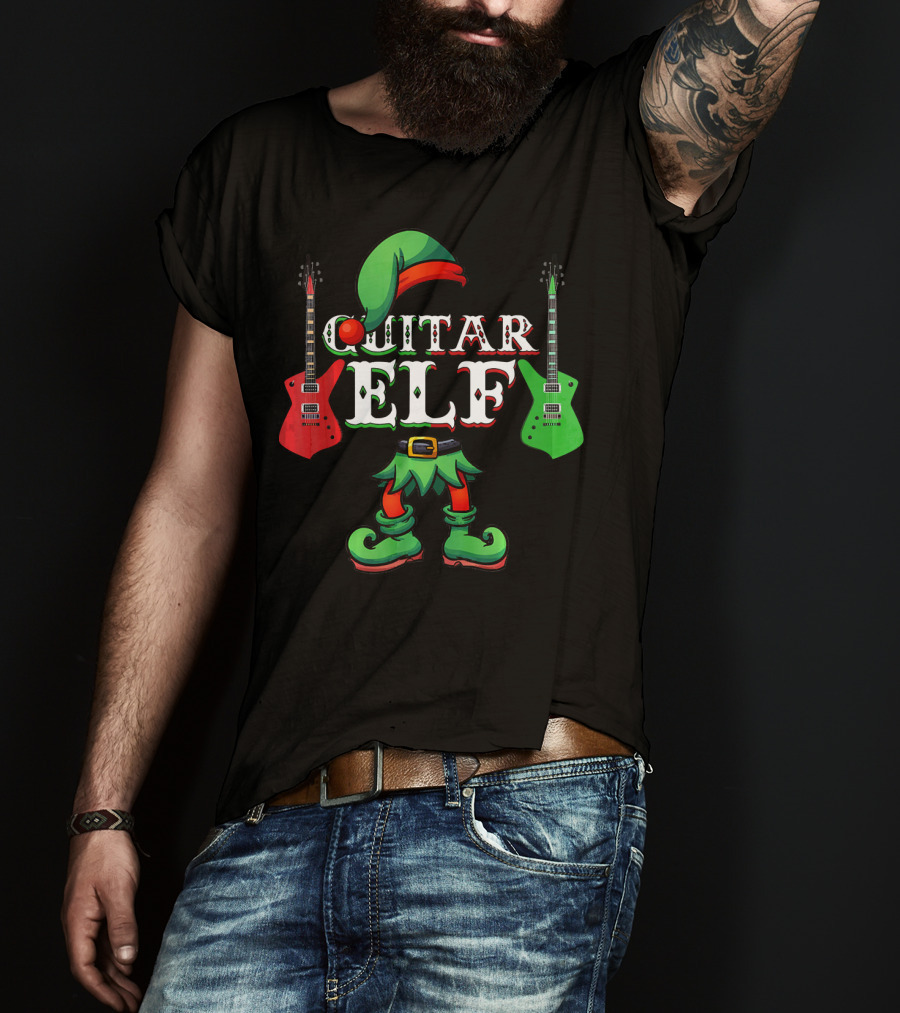 Guitar Elf Electric Guitar Christmas Team T-Shirt